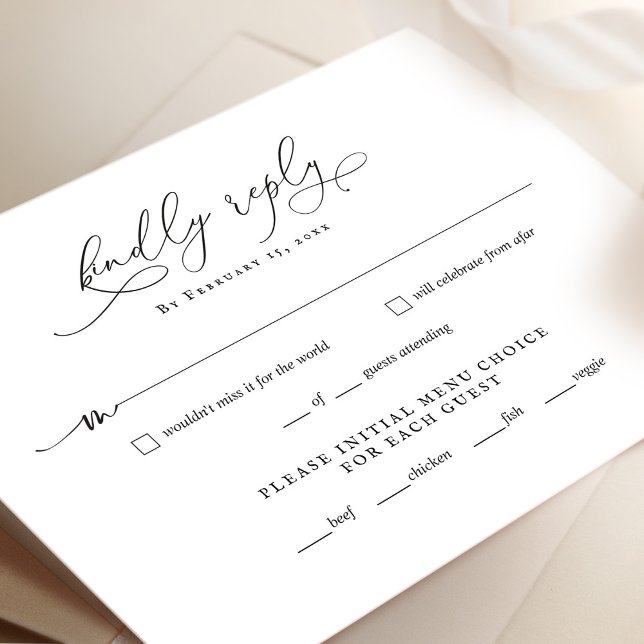 Carte de réponse RSVP de mariage de script minimal (Créateur téléchargé)