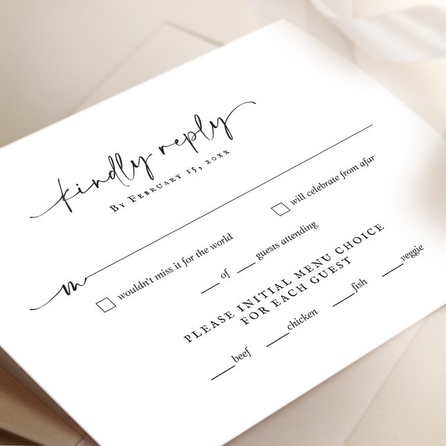 Carte de réponse RSVP de mariage de script minimal (Créateur téléchargé)