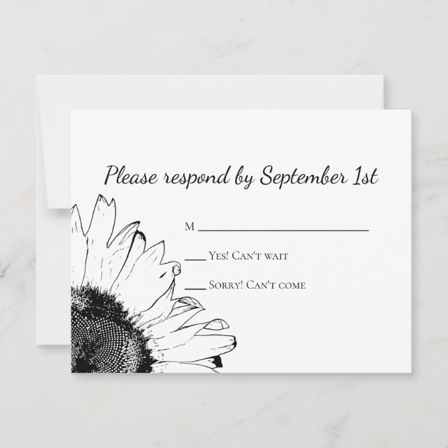 Carte de réponse RSVP de mariage de tournesol blan (Devant)