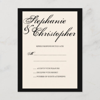 Carte de réponse RSVP de mariage élégance de scrip