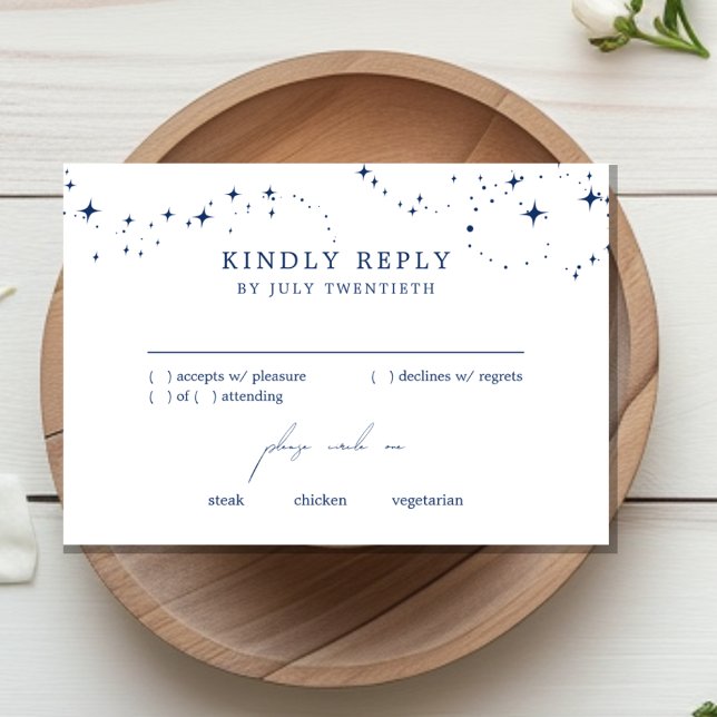 Carte de réponse RSVP de mariage élégant céleste b (Créateur téléchargé)