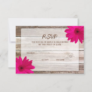 Carte de réponse RSVP de mariage en bois de grange