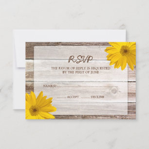 Carte de réponse RSVP de mariage en bois de la mar