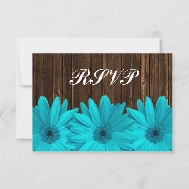 Carte de réponse RSVP de mariage en bois de marbre (Devant)