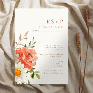 Carte de réponse RSVP de mariage en ivoire floral