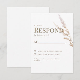 Carte de réponse RSVP de mariage en or blanc Bohèm