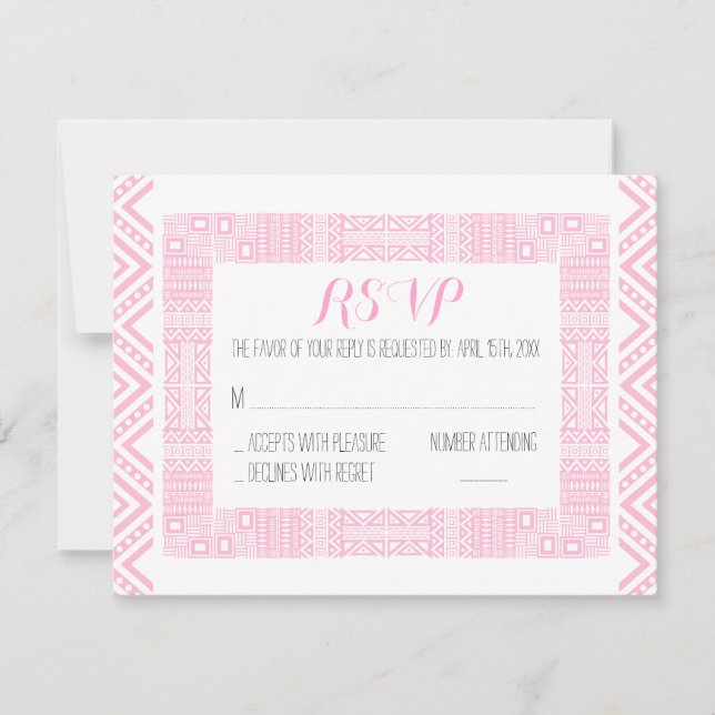 Carte de réponse RSVP de mariage ethnique personna (Devant)