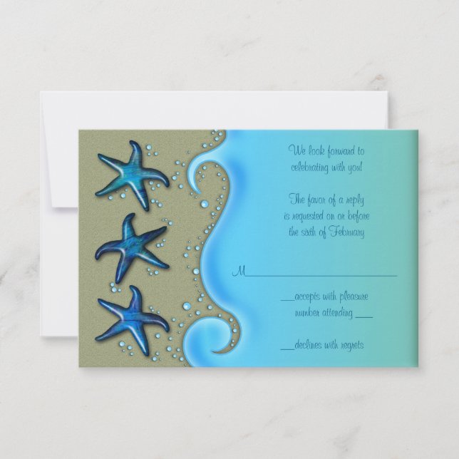 Carte de réponse RSVP de mariage Étoile de mer de  (Devant)