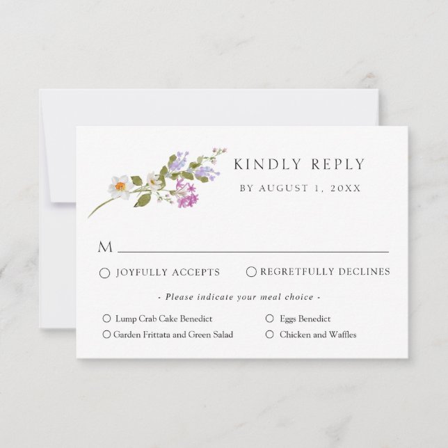 Carte de réponse RSVP de mariage floral de printem (Devant)