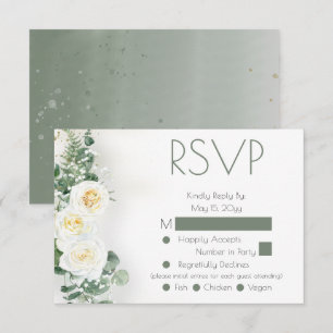 Carte de réponse RSVP de mariage floral vert sauge