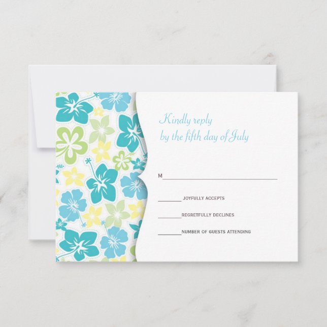 Carte de réponse RSVP de mariage hawaïen (Devant)