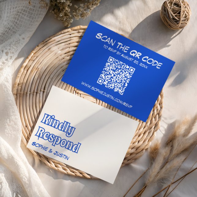 Carte de réponse RSVP de mariage moderne avec QR c (Créateur téléchargé)