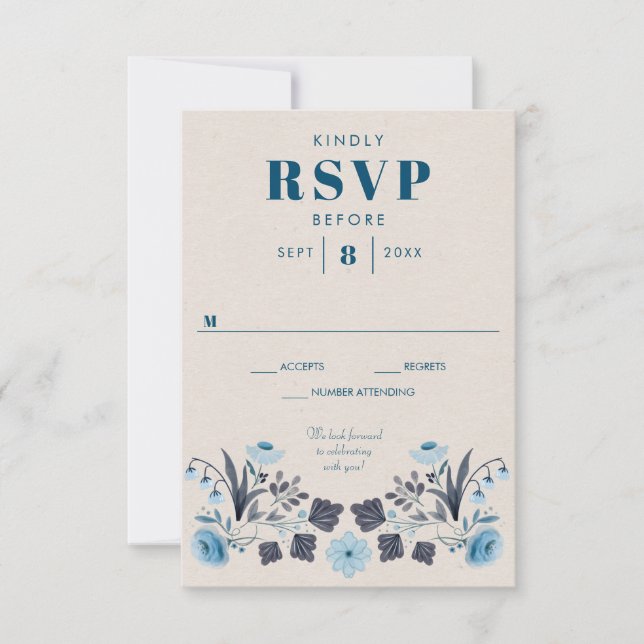 Carte de réponse RSVP de mariage moderne Boho Folk (Devant)