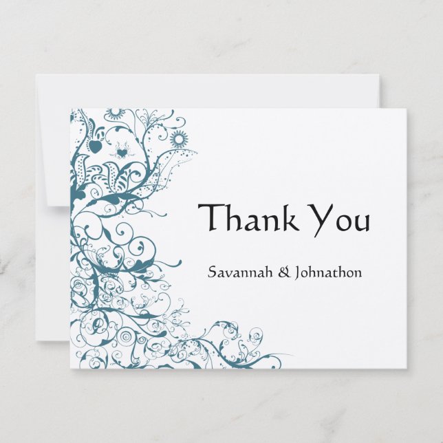 Carte de réponse RSVP de mariage Oiseaux et volute (Devant)