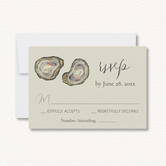 Carte de réponse RSVP de mariage Oyster Shells (Créateur téléchargé)