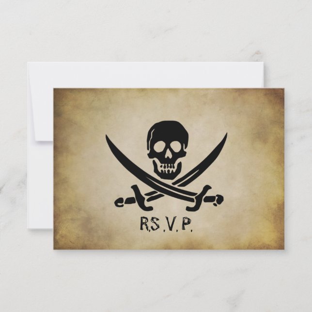 Carte de réponse RSVP de mariage pirate (Devant)