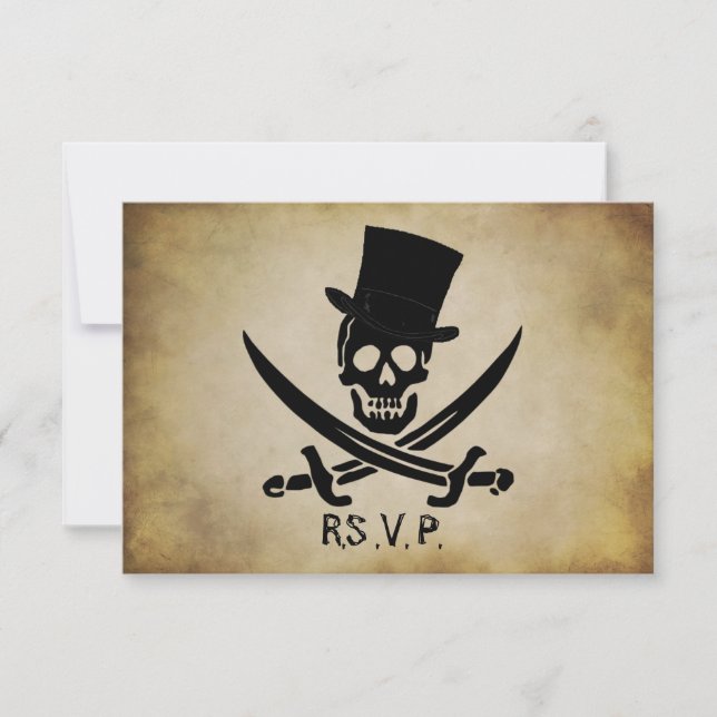 Carte de réponse RSVP de mariage pirate (Devant)