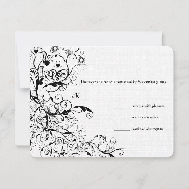Carte de réponse RSVP de mariage pour les oiseaux  (Devant)