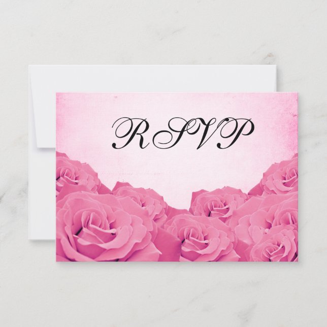 Carte de réponse RSVP de mariage rose vintage (Devant)