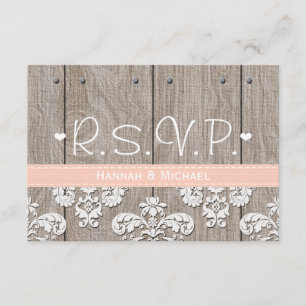 Carte de réponse RSVP de Mariage Rustique Peach Hy