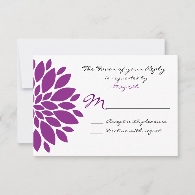 Carte de réponse RSVP de mariage simple à fleurs v (Devant)