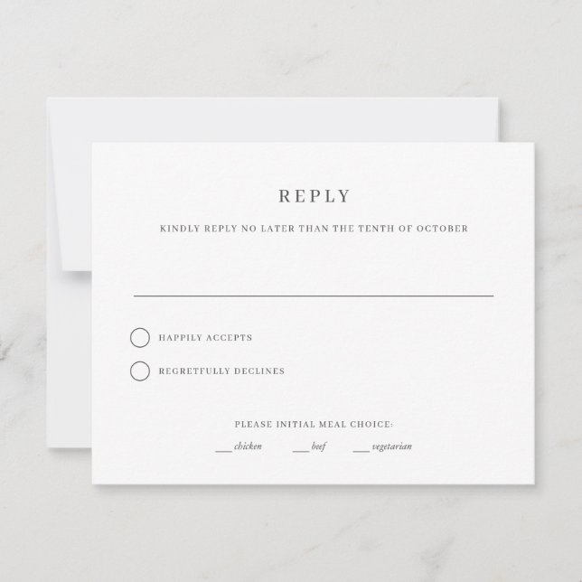 Carte de réponse RSVP de mariage simple et élégant (Devant)