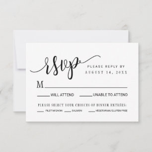 Carte de réponse RSVP de mariage simple et moderne