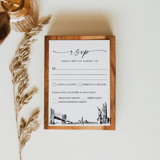 Carte de réponse RSVP de mariage Skyline de New Yo (Créateur téléchargé)