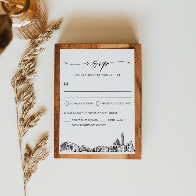Carte de réponse RSVP de mariage Skyline Washingto (Créateur téléchargé)
