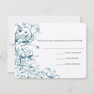 Carte de réponse RSVP de mariage Teal Birds & Swir