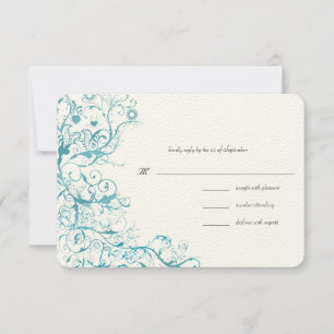 Carte de réponse RSVP de mariage turquoise Blue Bi