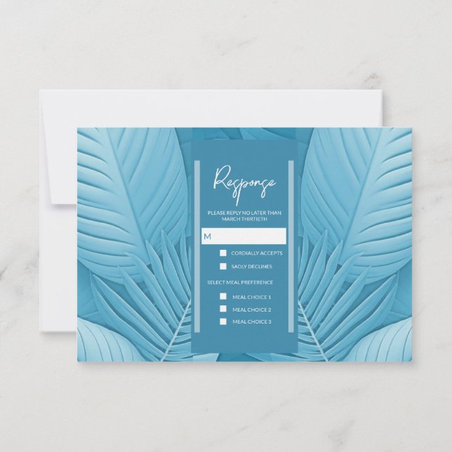Carte de réponse RSVP de mariage | Turquoise tropi (Dos)