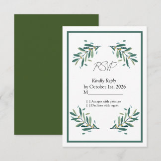 Carte de réponse RSVP de mariage Vert Sauge Branch