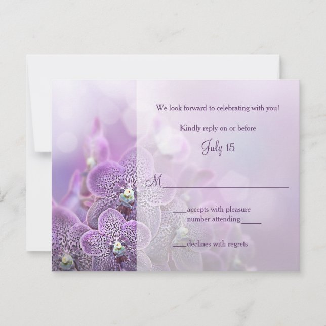 Carte de réponse RSVP de mariage violet orchidée (Devant)