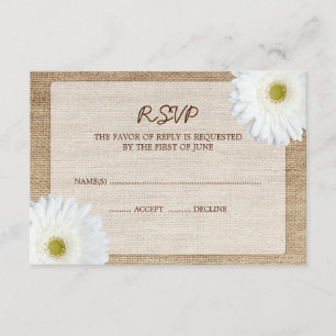 Carte de réponse RSVP de mariage White Daisy Burla