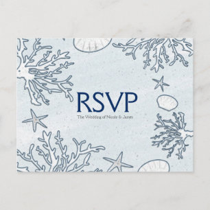Carte de réponse RSVP de récif de corail de plage
