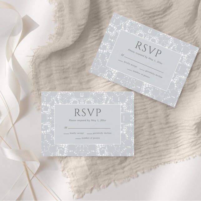 Carte de réponse RSVP délicate en dentelle poussié (Créateur téléchargé)