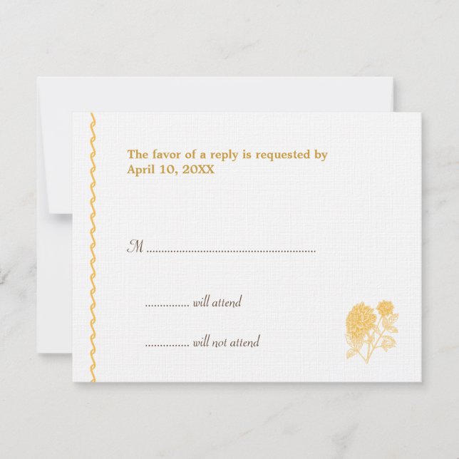 Carte de réponse RSVP du boîtier mariage dahlia ja (Devant)