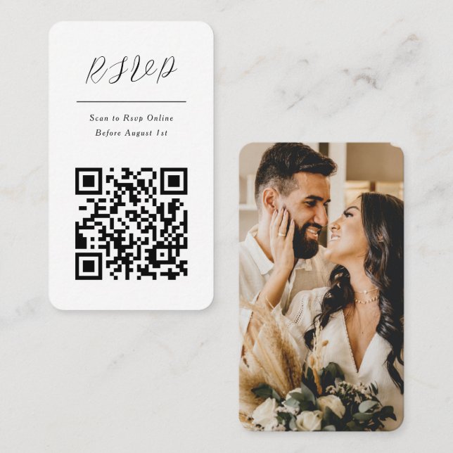 Carte de réponse Rsvp du code QR en ligne (Devant / Derrière)