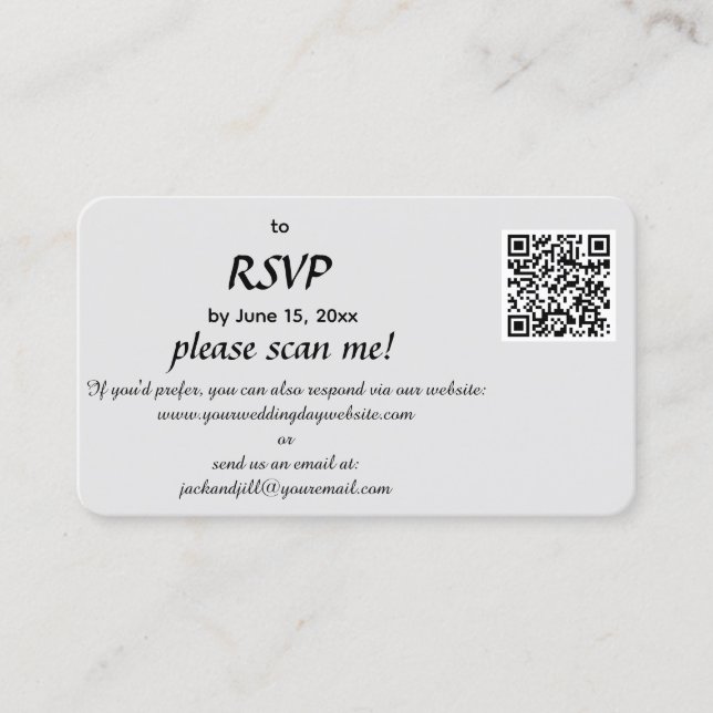 Carte de réponse RSVP du code QR modifié (Devant)