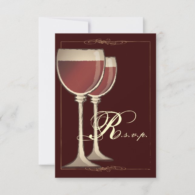 Carte de réponse RSVP du parti à thème du vin élég (Devant)