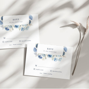Carte de réponse RSVP Dusty Blue Fleur sauvage