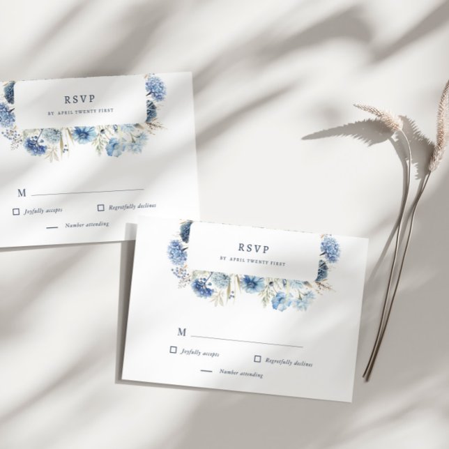 Carte de réponse RSVP Dusty Blue Fleur sauvage (Créateur téléchargé)