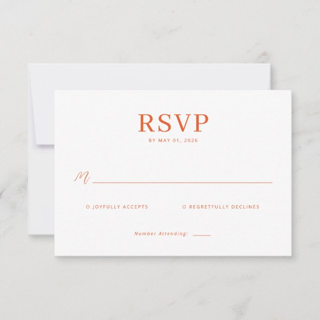Carte de réponse RSVP Elegant Coral (Devant)