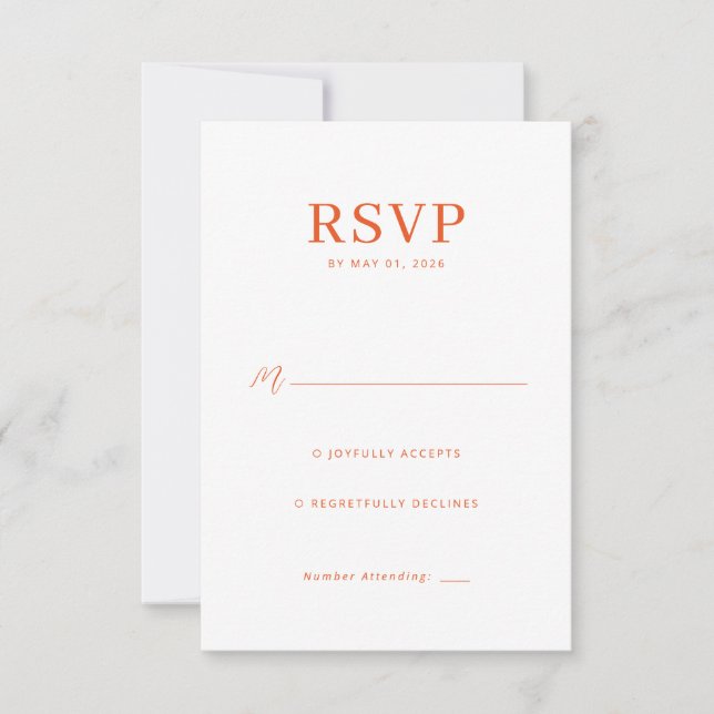 Carte de réponse RSVP Elegant Coral (Devant)