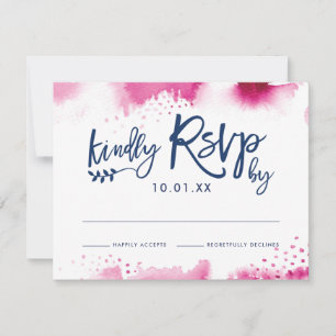 CARTE DE RÉPONSE RSVP élégante aquarelle rose fonc
