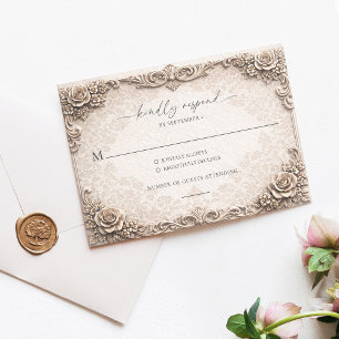 Carte de réponse RSVP élégante de mariage baroque