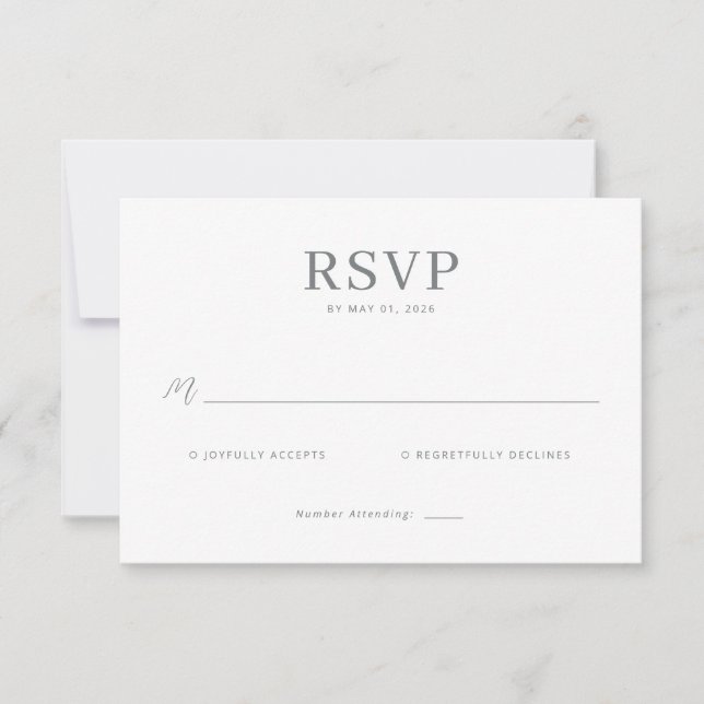 Carte de réponse RSVP élégante en nuances de gris (Devant)