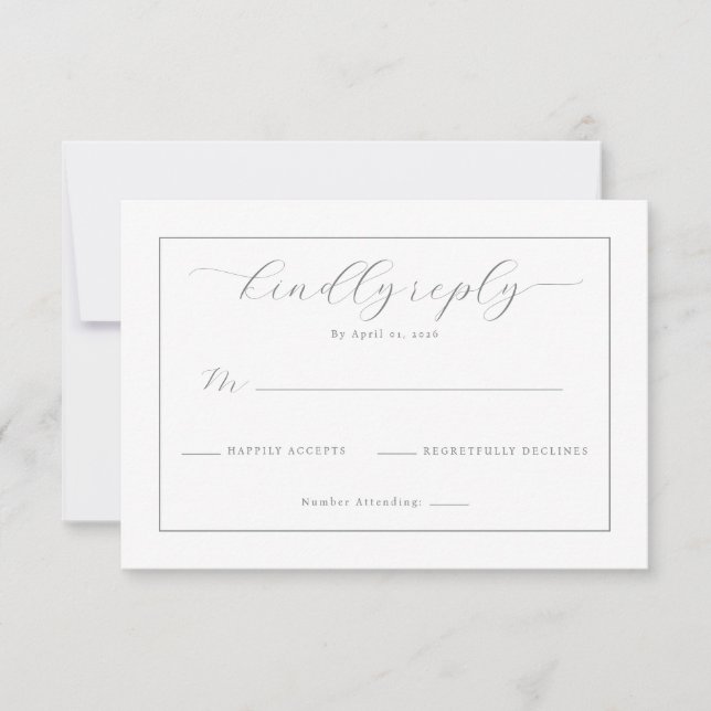 Carte de réponse RSVP Élégante en nuances de gris (Devant)