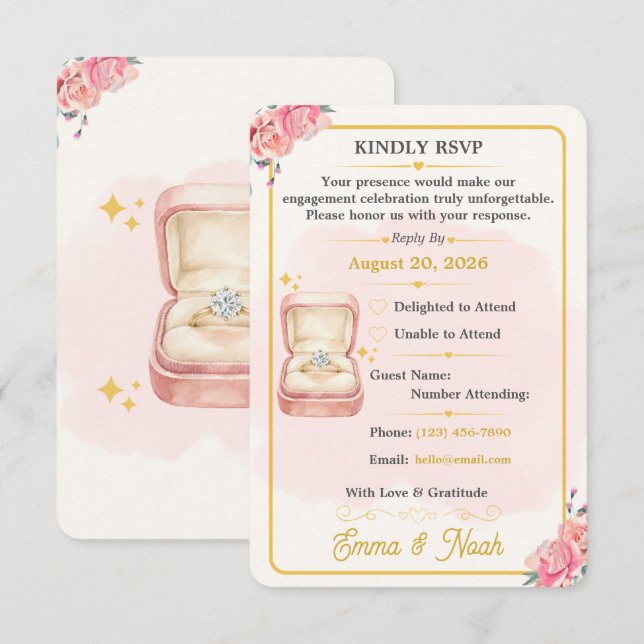 Carte de réponse RSVP élégante florale pour demand (Devant / Derrière)